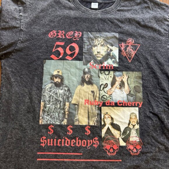 Suicideboys Shirt Grey 59 Scrim Ruby Da Cherry Size XXL 2XL Band March 50” - Picture 11 of 11